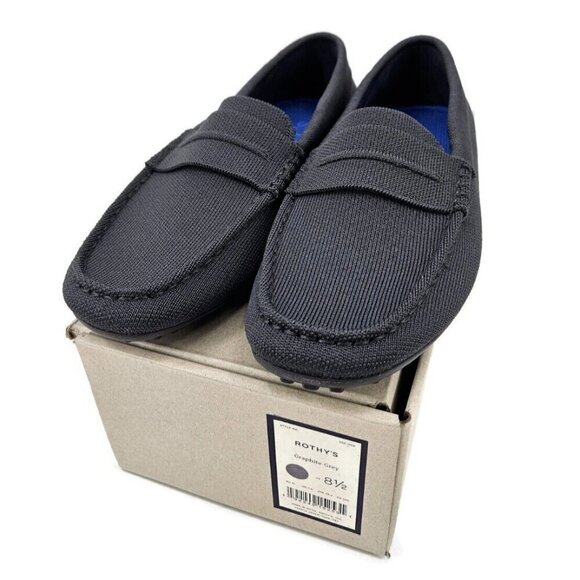 New Rothy's Driving Loafer Mens 8.5 Graphite Grey Shoes